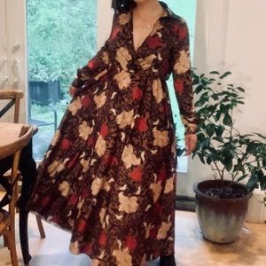 Floral Maxi Dress in Red and Brown